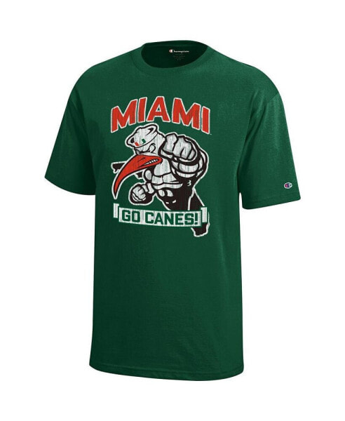 Big Boys Green Miami Hurricanes Strong Mascot T-shirt