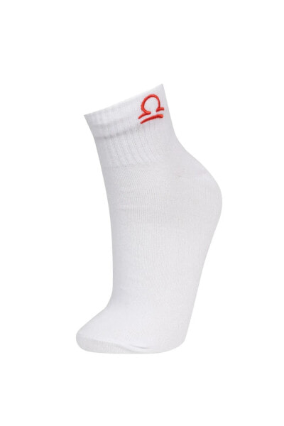 Kadın Pamuklu Terazi Burcu Simgeli Soket Çorap C8403axns
