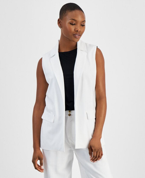 Petite Open-Front Long Vest, Created for Macy's