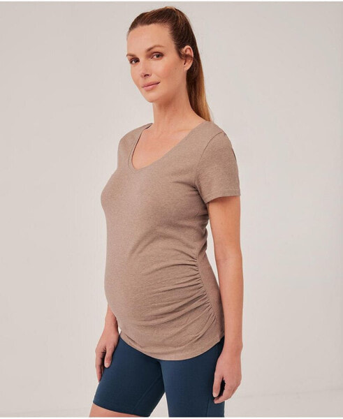 Maternity Ruched V-Neck Tee