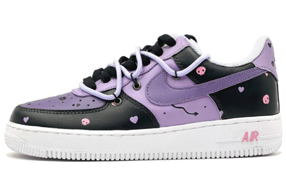 【定制球鞋】 Nike Air Force 1 Low 空军一号 校园风 库洛米 小骷髅 低帮 板鞋 男款 黑紫 / Кроссовки Nike Air Force CW2288-111