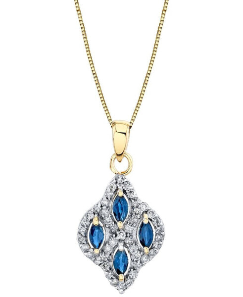 Sapphire (1/2 ct. t.w.) & Diamond (1/3 ct. t.w.) Quatrefoil 18" Pendant Necklace in 14k Gold
