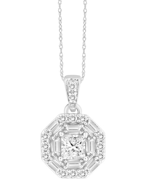 Diamond Multi-Cut Hexagon 18" Pendant Necklace (1/3 ct. t.w.) in 10k White Gold