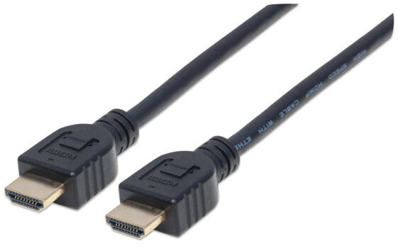 Manhattan HDMI Cable with Ethernet (CL3 rated - suitable for In-Wall use) - 4K@60Hz (Premium High Speed) - 3m - Male to Male - Black - Ultra HD 4k x 2k - In-Wall rated - Fully Shielded - Gold Plated Contacts - Lifetime Warranty - Polybag - 3 m - HDMI Type A (Standa