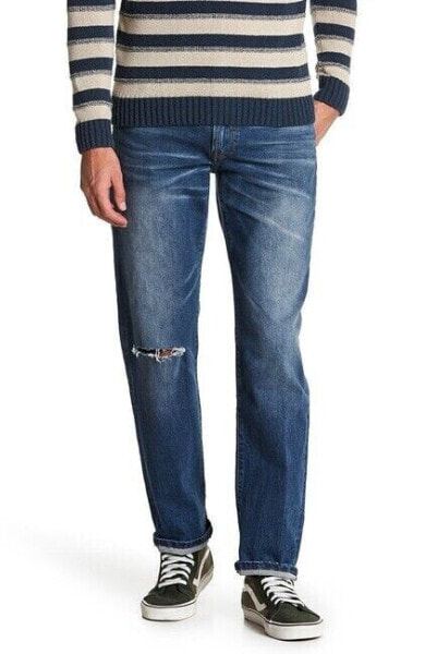 Джинсы мужские Lucky Brand 221 Original Straight Leg Distressed Blue Jeans размер 32/32