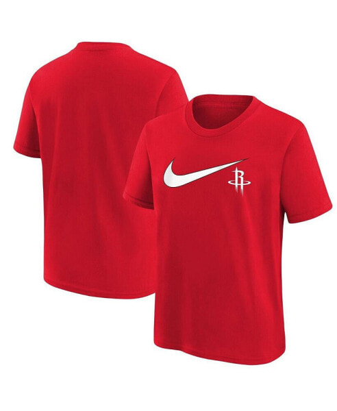 Big Boys and Girls Red Houston Rockets Swoosh T-Shirt