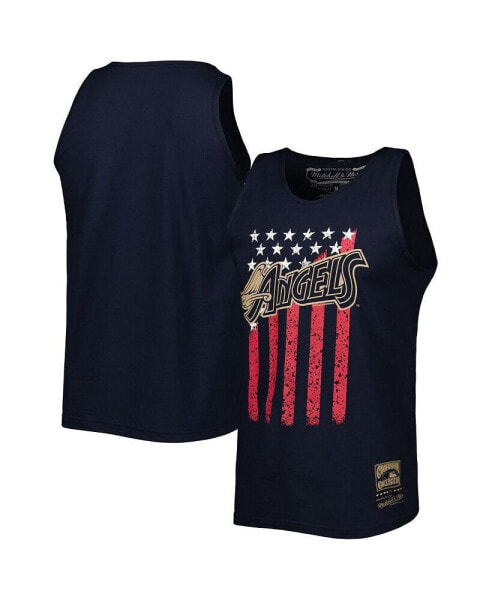 Men's Navy Los Angeles Angels Cooperstown Collection Stars and Stripes Tank Top