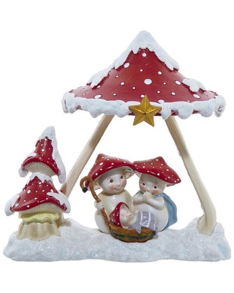 Kurt Adler 7.3In Merry Little Mushroom Tablepiece Multicolor