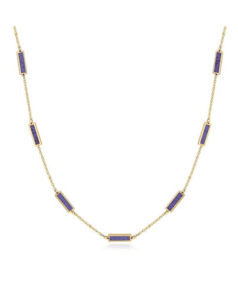 Amethyst Bar Chain Necklace 14K Gold