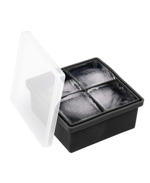 Large 4-Cube Silicone Ice Mold with Clear Lid