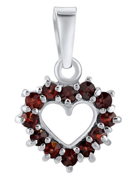 Silver heart pendant with real Czech garnets SILVEGOB180041