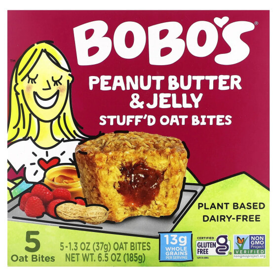 Stuff'd Oat Bites, Peanut Butter & Jelly, 5 Bites, 1.3 oz (37 g) Each