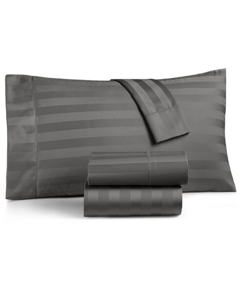 CLOSEOUT! 1.5" Stripe 550 Thread Count 100% Cotton 4-Pc. Sheet Set, King, Created for Macy's