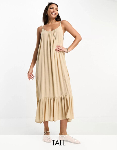 Vero Moda Tall tie shoulder beach maxi dress in cream