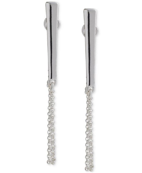 Silver-Tone Bar & Chain Linear Drop Earrings