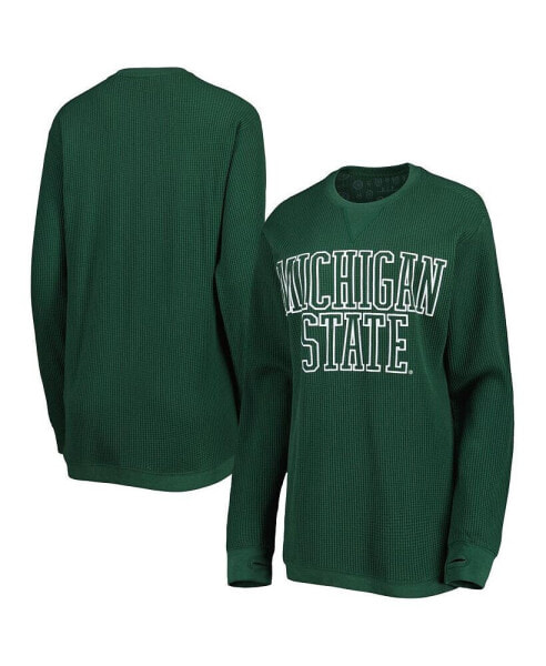 Women's Green Michigan State Spartans Surf Plus Size Southlawn Waffle-Knit Thermal Tri-Blend Long Sleeve T-shirt