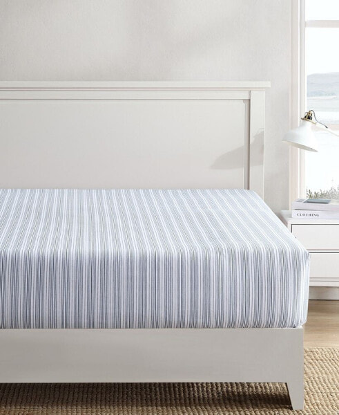 Beaux Stripe Cotton Percale Fitted Sheet, King