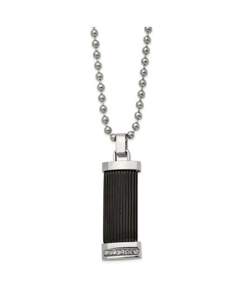 Chisel black IP-plated Preciosa Crystal Pendant Ball Chain Necklace