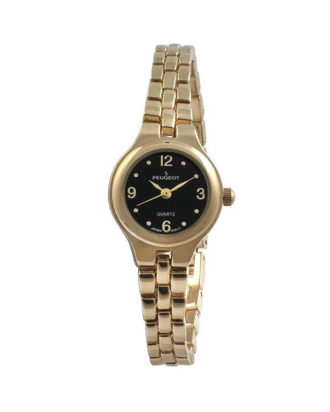 Часы и аксессуары PEUGEOT Женские маленькие часы с золотистым циферблатом и золотистым металлическим браслетом