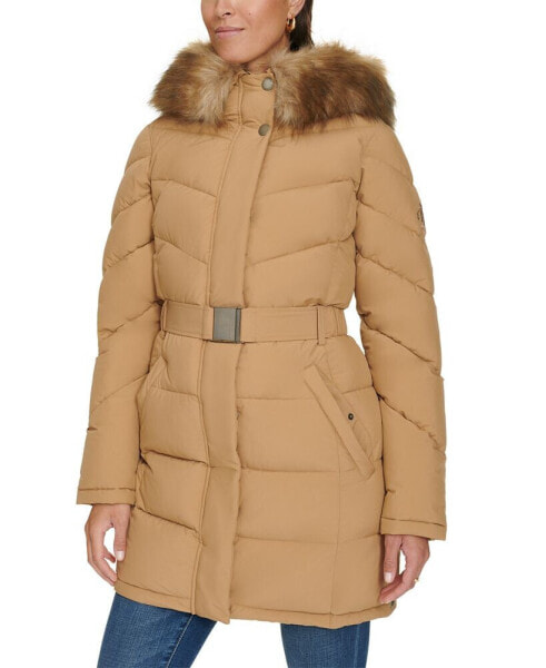 Women's Faux-Fur-Trim Hooded Puffer Coat, Created for Macy's