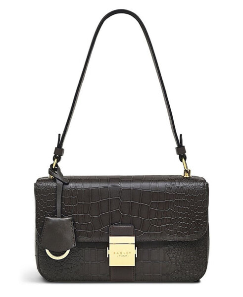 Hanley Close Faux Croc Leather Small Flapover Shoulder Bag