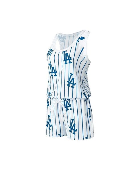 Women's White Los Angeles Dodgers Reel Pinstripe Knit Romper