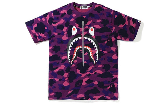 Футболка A Bathing Ape Color Camo Shark фиолетовая 1F30-109-14