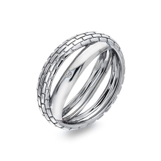 Original silver ring with diamond Woven DR235