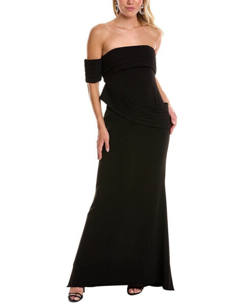 Badgley Mischka One-Shoulder Gown Women's Black 0