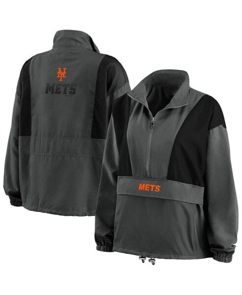 Women's Charcoal New York Mets Packable Half-Zip Jacket