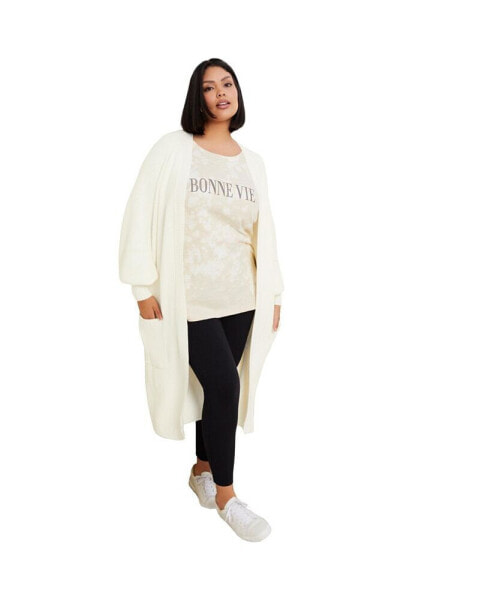 Plus Size June + Vie Open-Front Cardigan