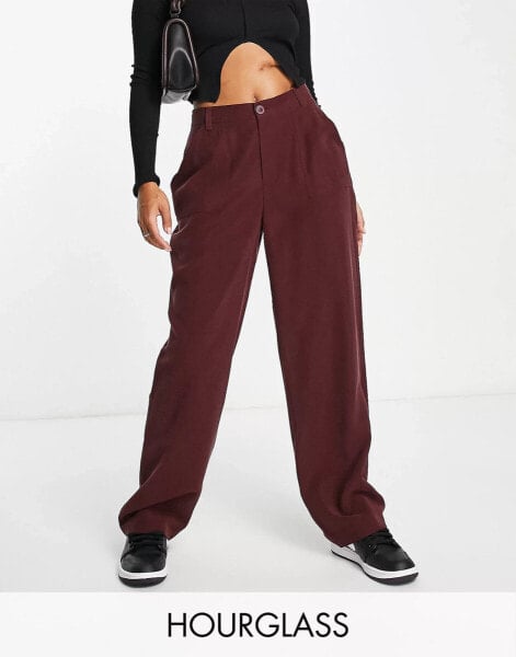 ASOS DESIGN Hourglass dad trouser in oxblood