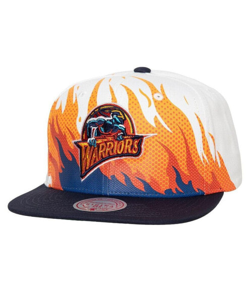 Men's White Golden State Warriors Hot Fire Snapback Hat
