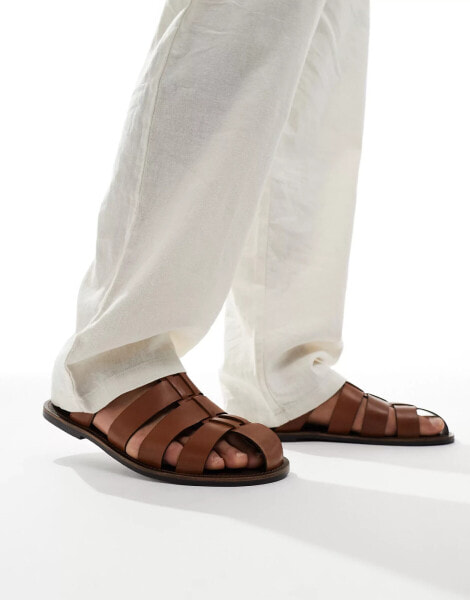 ASOS DESIGN gladiator sandal in tan leather