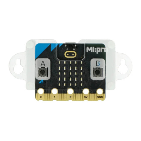 Case for BBC micro: bit V1 and V2 with side mounting brackets - transparent - Kitronik 56103