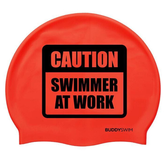 BUDDYSWIM Caution Swimmer At Work Silicone Swimming Cap