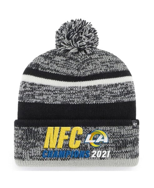 Men's Heathered Black Los Angeles Rams 2021 NFC Champions Northward Cuffed Pom Knit Hat
