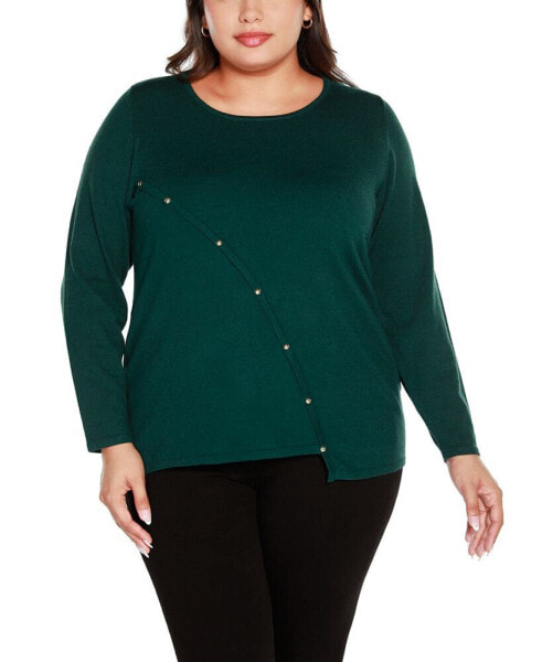 Plus Size Asymmetrical Crossover-Front Sweater