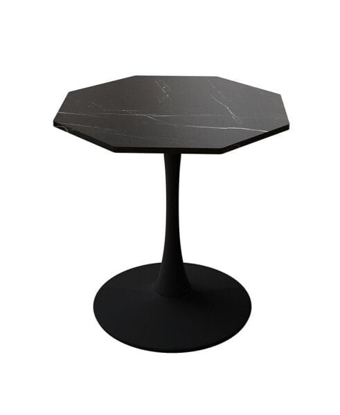 Modern Marble Coffee Table, Octagonal, Metal Base