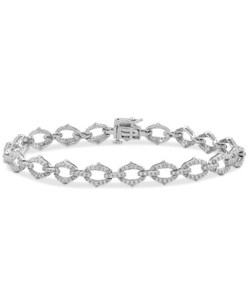 Браслет Macy's Diamond Oval Link (2 ct) Белое Золото 10k