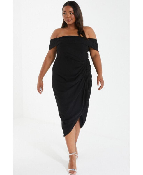 Plus Size Chiffon Ruched Midi Dress