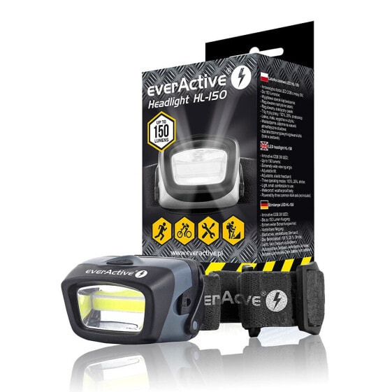 everActive HL150 - Headband flashlight - Black - Buttons - COB LED - 1 lamp(s) - 3 W