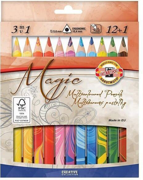 Цветные карандаши Koh-I-Noor Magic Trio 12+1 12 цветов