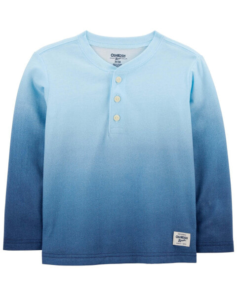 Toddler Ombre Long-Sleeve Henley Shirt - Blue 3T