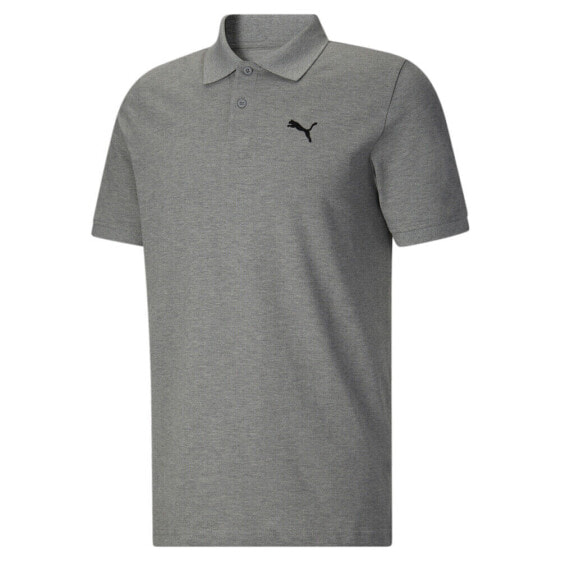 Мужская футболка-поло Puma Essentials Pique с коротким рукавом серого цвета.