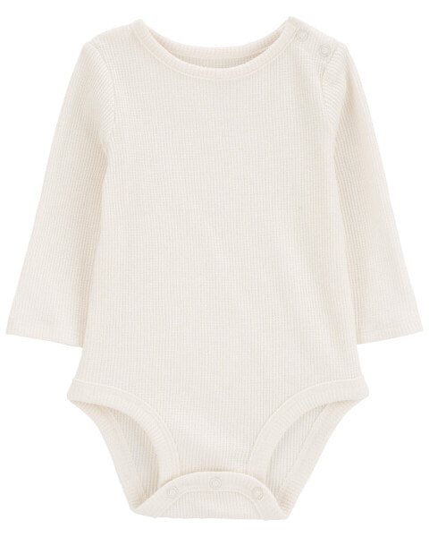 Baby Waffle Knit Long-Sleeve Bodysuit NB