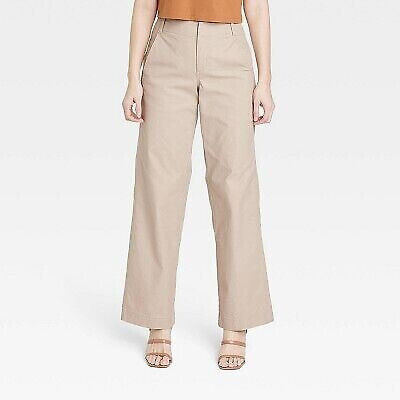 Women's Mid-Rise Relaxed Straight Leg Chino Pants - A New Day Beige 12