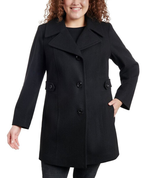 Women's Plus Size Single-Breasted Notched-Collar Peacoat, Created for Macy's