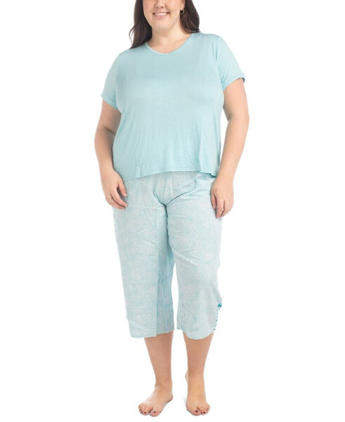 Plus Size 2-Pc. Coastal Life Cropped Pajamas Set