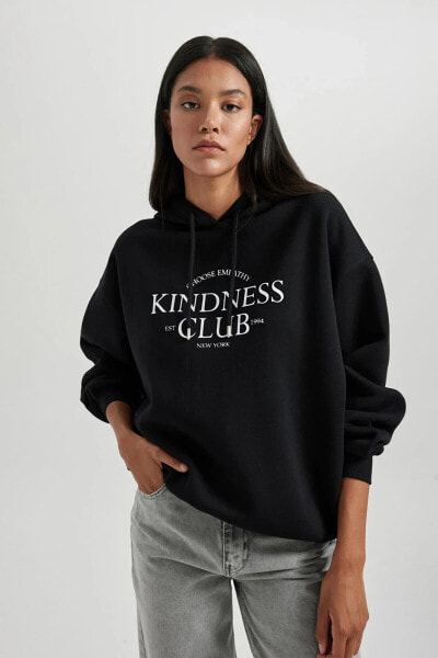 Свитшот толстый с капюшоном Oversize Fit defacto Kalın Sweatshirt